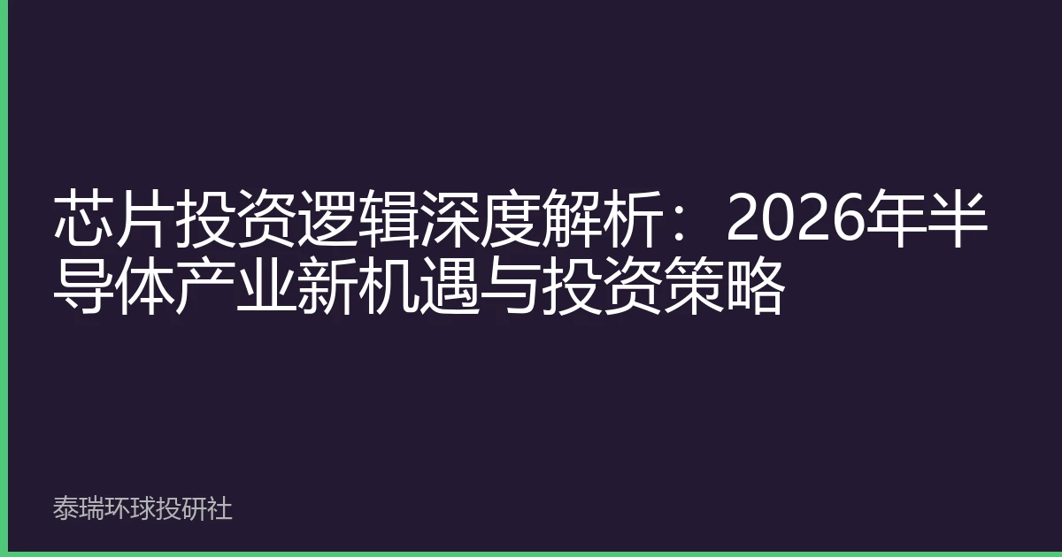 芯片投资逻辑深度解析：2026年半导体产业新机遇与投资策略
