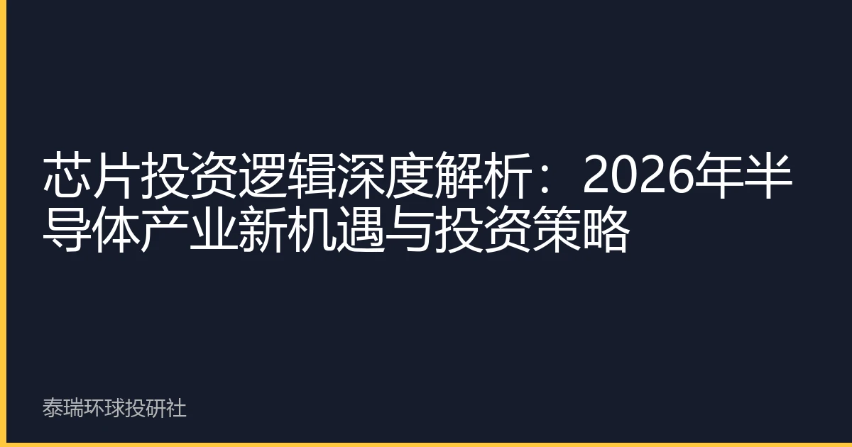 芯片投资逻辑深度解析：2026年半导体产业新机遇与投资策略