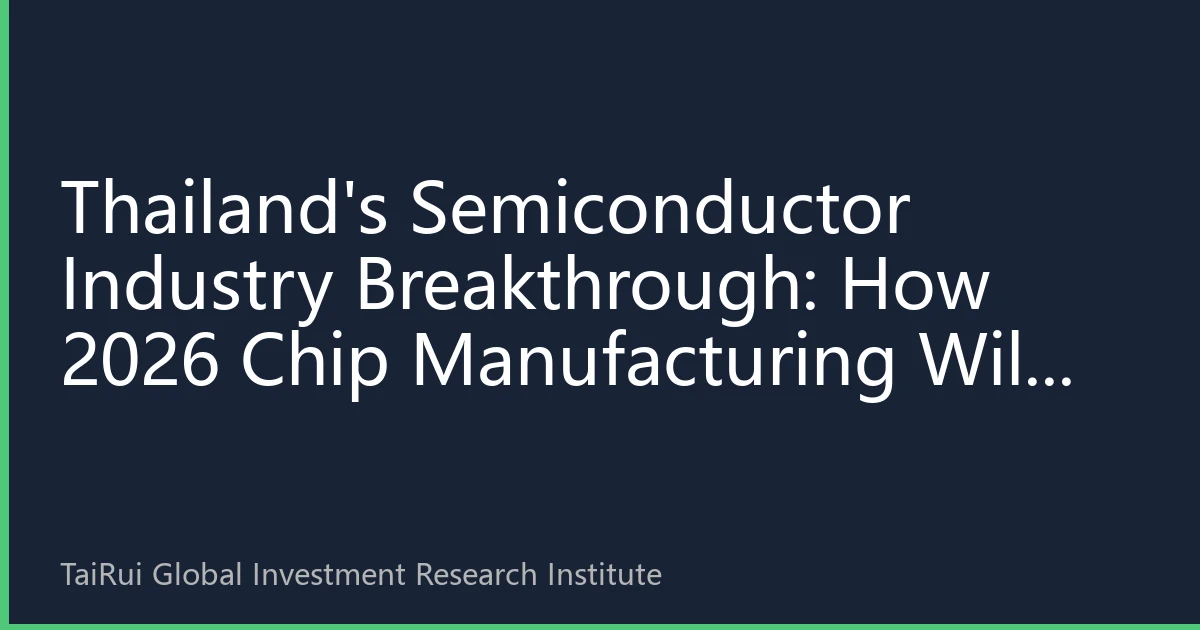 Thailand's Semiconductor Industry Breakthrough: How 2026 Chip Manufacturing Will Reshape Asia-Pacific REITs Investment Landscape