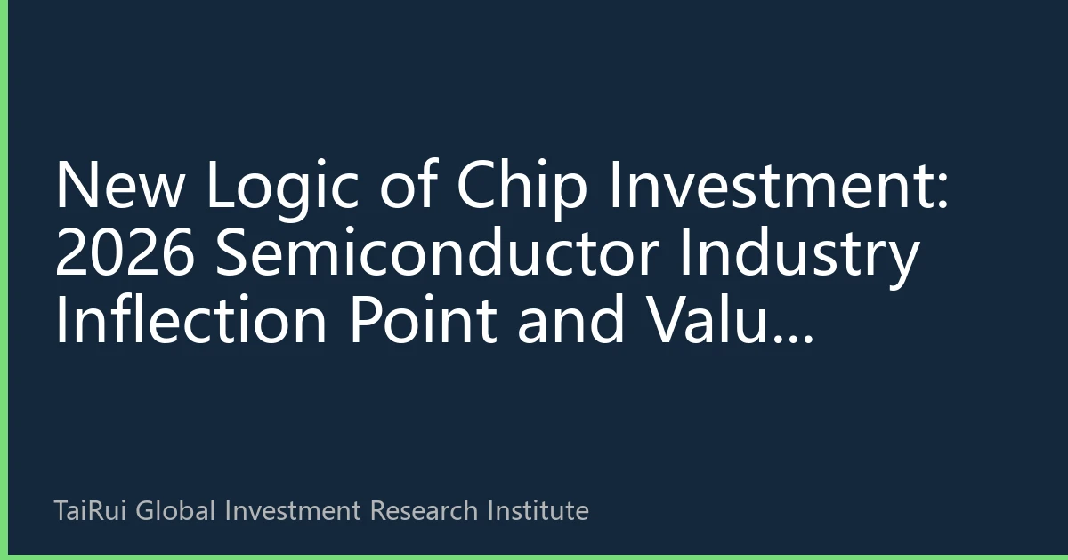 New Logic of Chip Investment: 2026 Semiconductor Industry Inflection Point and Value Investment Strategy
